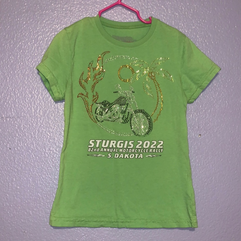 Motorcycle Rally USA Sturgis 2022 sequined green top
